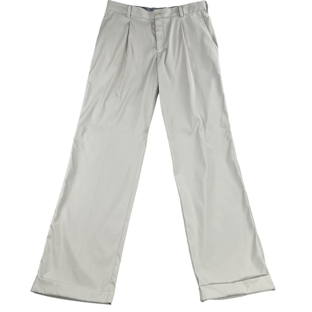 Nike Golf Tour Performance Pleated Cuffed Pants 34x36 Khaki Dri Fit Dress Men